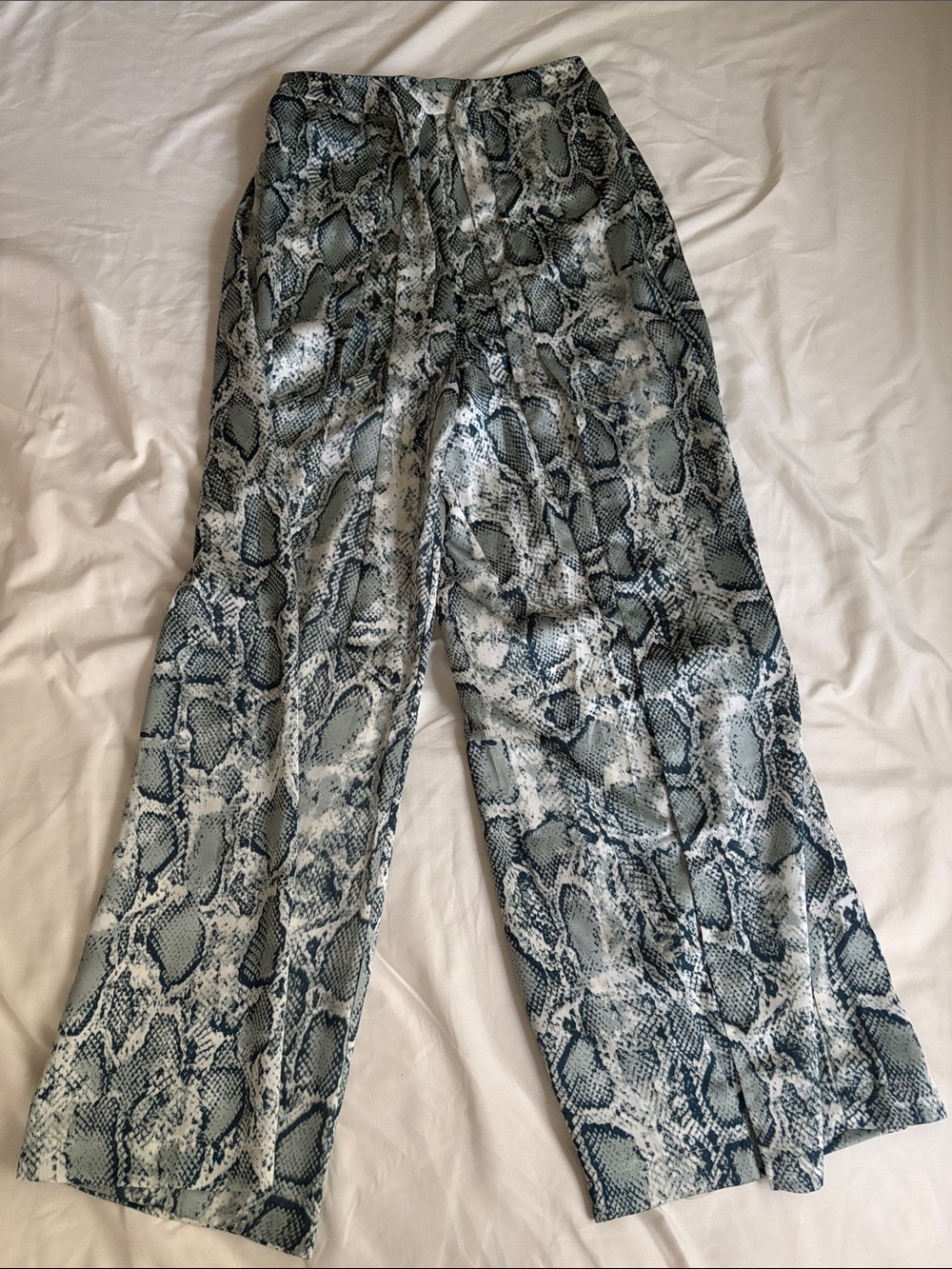 She + Sky Black and White Snake-Print Wide Leg Pants